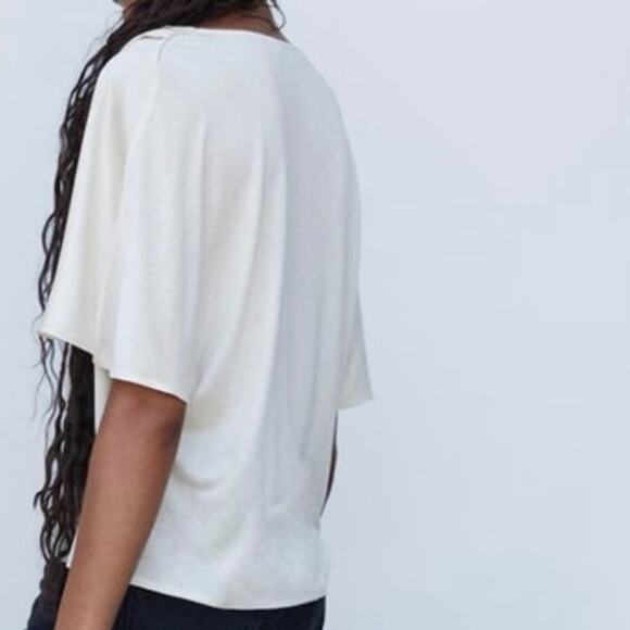 SHORT-SLEEVED SATIN BLOUSE - Picture 6 of 10